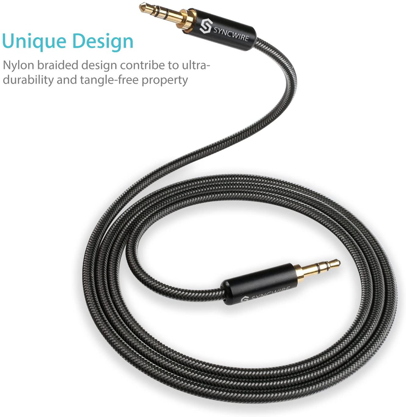 Syncwire 3.5mm Nylon Braided Aux Cable (3.3ft/1m,Hi-Fi Sound), Audio Auxiliary Input Adapter Male to Male AUX Cord for Headphones, Car, Home Stereos, Speaker, iPhone, iPad, iPod, Echo & More – Black Electronics > Electronics Accessories > Cables > Audio & Video Cables Syncwire   
