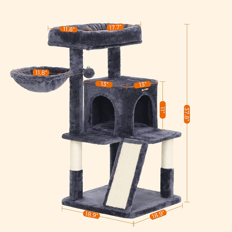 FEANDREA Cat Tree with Sisal-Covered Scratching Posts, Cat Tower, Cat Condo Animals & Pet Supplies > Pet Supplies > Cat Supplies > Cat Beds FEANDREA   