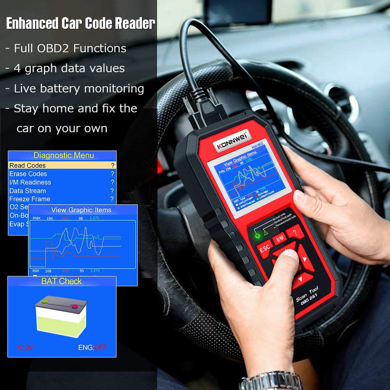 KONNWEI KW850 Professional OBD2 Scanner Auto Code Reader Diagnostic Check Engine Light Scan Tool for OBD II Cars After 1996 (Original)  KONNWEI   