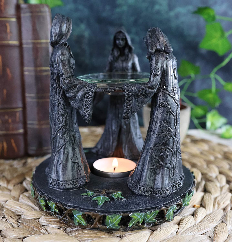 Ebros Triple Goddess Maiden Expectant Mother and Crone Pagan Decorative Candle Holder Oil Wax Warmer Diffuser Figurine 5.75" H Moon Celestial Occultism Spiritualism Supernatural Forces Decor Home & Garden > Decor > Home Fragrance Accessories > Candle Holders Ebros Gift Default Title  