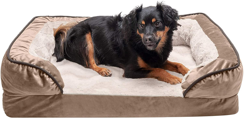 Furhaven Orthopedic, Cooling Gel, and Memory Foam Pet Beds for Small, Medium, and Large Dogs and Cats - Luxe Perfect Comfort Sofa Dog Bed, Performance Linen Sofa Dog Bed, and More Animals & Pet Supplies > Pet Supplies > Dog Supplies > Dog Beds Furhaven Velvet Waves Brownstone Sofa Bed (Cooling Gel Foam) Medium (Pack of 1)