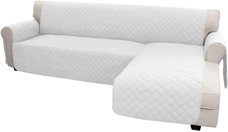 Easy-Going Sofa Slipcover L Shape Sofa Cover Sectional Couch Cover Chaise Slip Cover Reversible Sofa Cover Furniture Protector Cover for Pets Kids Children Dog Cat (Large,Dark Gray/Dark Gray) Home & Garden > Decor > Chair & Sofa Cushions Easy-Going White/White Large 