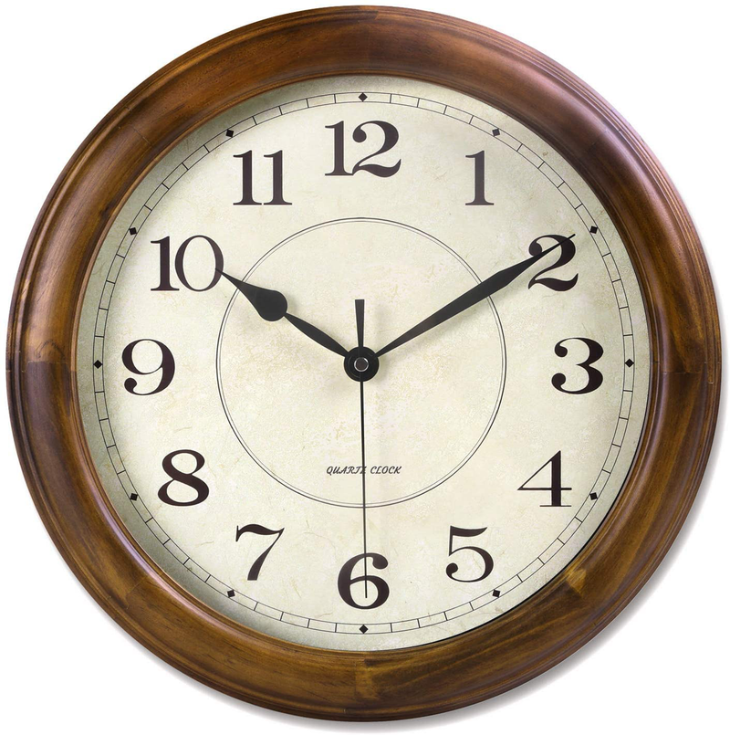 Kesin Wall Clock Wood 14 Inch Silent Wall Clock Large Decorative Battery Operated Non Ticking Analog Retro Clock for Living Room, Kitchen, Bedroom Home & Garden > Decor > Clocks > Wall Clocks Kesin   