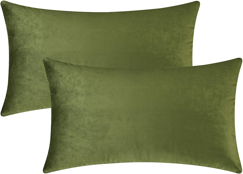 Mixhug Decorative Throw Pillow Covers, Velvet Cushion Covers, Solid Throw Pillow Cases for Couch and Bed Pillows, Burnt Orange, 20 x 20 Inches, Set of 2 Home & Garden > Decor > Chair & Sofa Cushions Mixhug Moss Green 12 x 20 Inches, 2 Pieces 