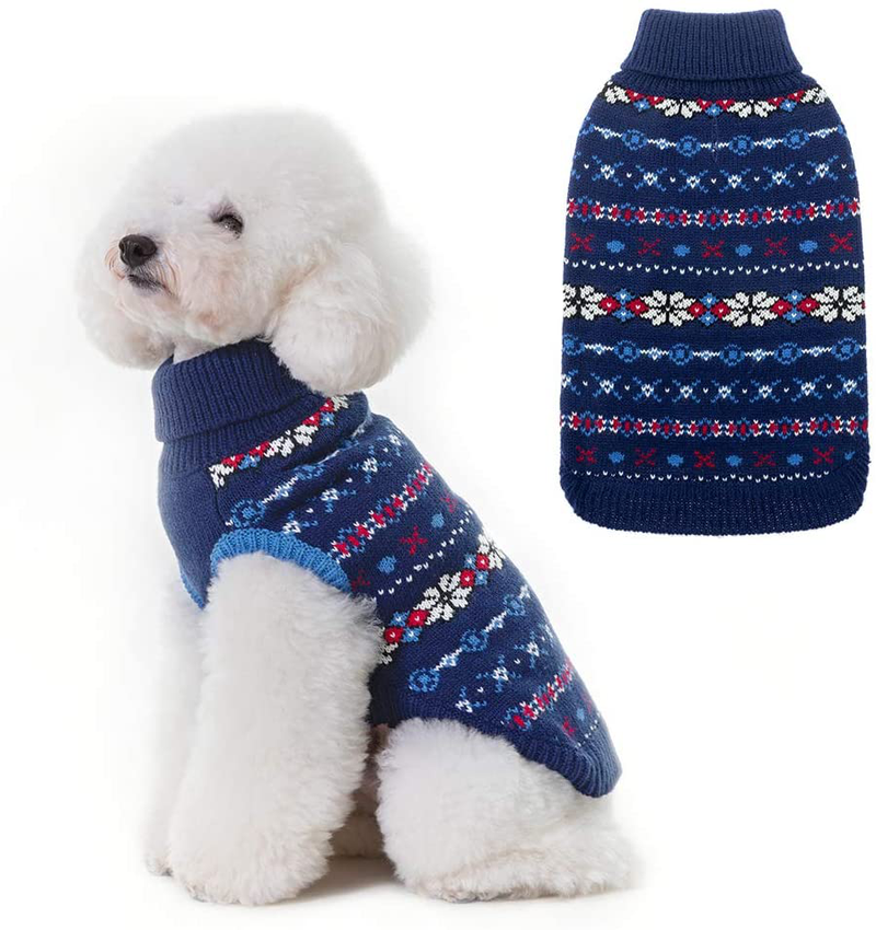 Classic Snowflake Dog Sweater - Soft Thickening Dog Cat Warm Coat Apparel, Winter Knitwear Pet Clothes for Cold Weather Animals & Pet Supplies > Pet Supplies > Dog Supplies > Dog Apparel BINGPET Navy Blue S 