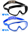 COOLOO Kids Goggles for Swimming for Age 3-15, 2 Pack Kids Swim Goggles with nose cover, No Leaking, Anti-Fog, Waterproof Sporting Goods > Outdoor Recreation > Boating & Water Sports > Swimming > Swim Goggles & Masks COOLOO L. Wv-black+blue  