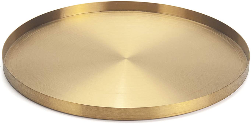 IVAILEX Gold Stainless Steel Round Jewelry and Make up Organiser/Candle Plate Decorative Tray (12.6 inches) Home & Garden > Decor > Decorative Trays IVAILEX 12.6 inches  