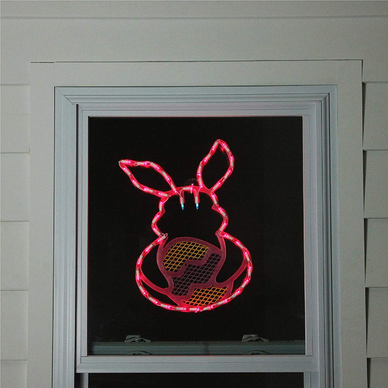 Impact Innovations Lighted Window Decoration, Pink and Green Easter Bunny Home & Garden > Decor > Seasonal & Holiday Decorations Impact Innovations   