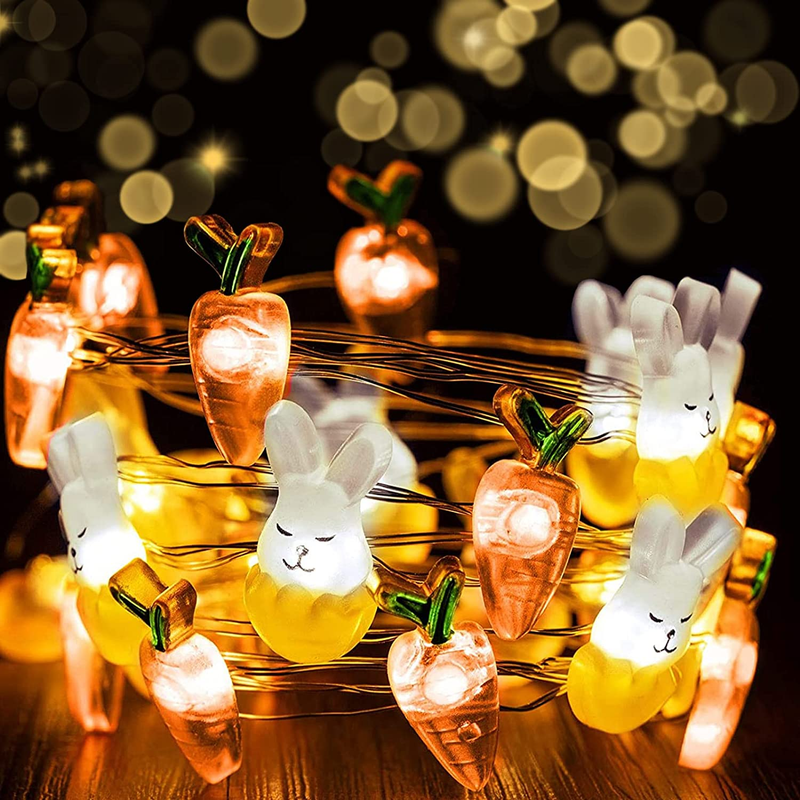 Easter Decorations for the Home, 10FT 30Leds Easter Lights Carrot Battery Fairy String Lights with 8 Modes, Remote Easter Decor String Lights for Party Birthday Easter Decorations Outdoor Indoor Home & Garden > Decor > Seasonal & Holiday Decorations WeoTca   