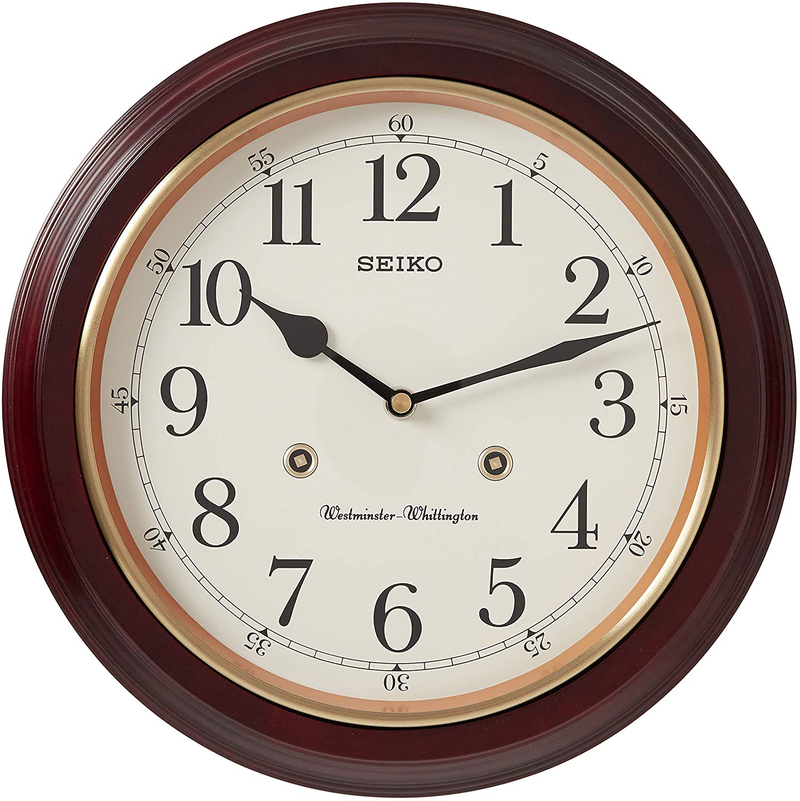 SEIKO 12" Round Wood Grain Finish Wall Clock with Dual Quarter Hour Chimes Home & Garden > Decor > Clocks > Wall Clocks SEIKO   
