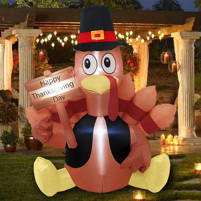 FUNPENY Thanksgiving Decoration Inflatable Turkey, 6FT Lighted Blow up Turkey Happy Thanksgiving Day, Thanksgiving Inflatables with LED Lights Yard Lawn Decor Display Autumn Outdoor Decoration Home & Garden > Decor > Seasonal & Holiday Decorations& Garden > Decor > Seasonal & Holiday Decorations FUNPENY   