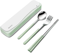 DEVICO Travel Utensils, 18/8 Stainless Steel 4pcs Cutlery Set Portable Camp Reusable Flatware Silverware, Include Fork Spoon Chopsticks with Case (Black) Home & Garden > Kitchen & Dining > Tableware > Flatware > Flatware Sets DEVICO Green  
