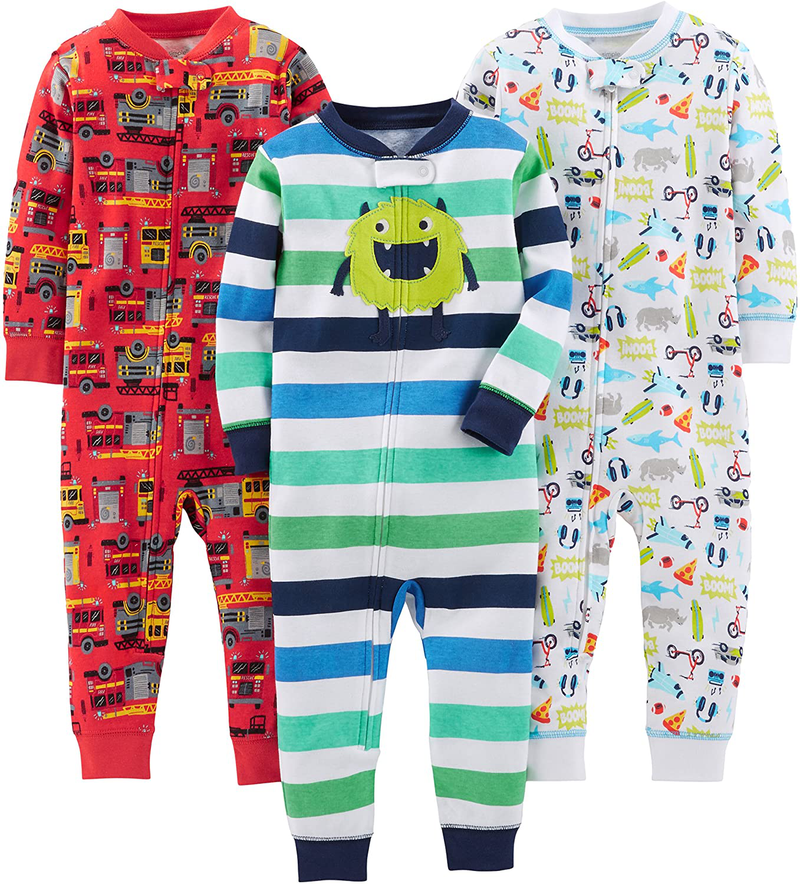 Simple Joys by Carter's Baby Boys' 3-Pack Snug Fit Footless Cotton Pajamas Apparel & Accessories > Costumes & Accessories > Costumes Simple Joys by Carter's Red/White/Blue, Monster 6-9 Months 