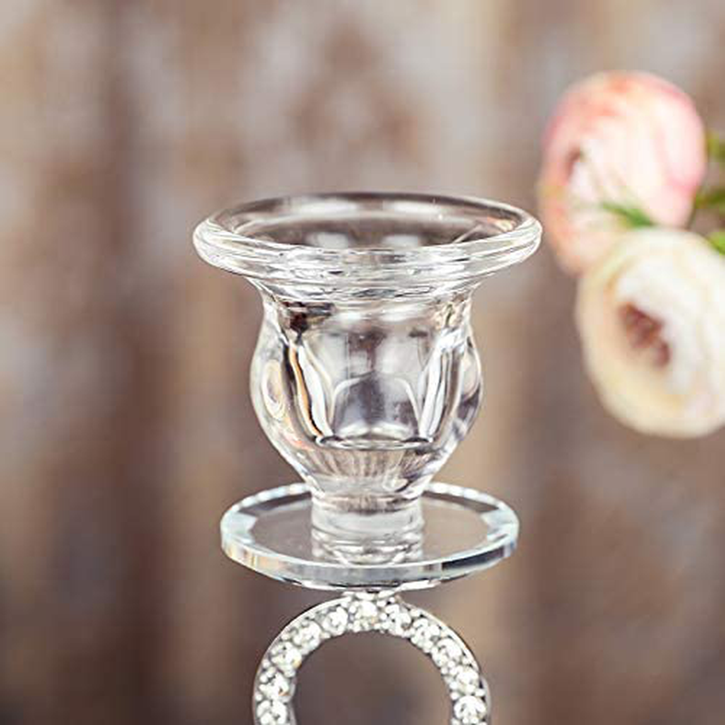Crystal Glass Taper Candle Holders, Candle Holders for Taper Candle,Candlestick Holders, Taper Candle Holder for Coffee Dining Table, Wedding Gifts,Christmas ,Home Decoration, Set of 2 (Silver) Home & Garden > Decor > Home Fragrance Accessories > Candle Holders Hanjue   