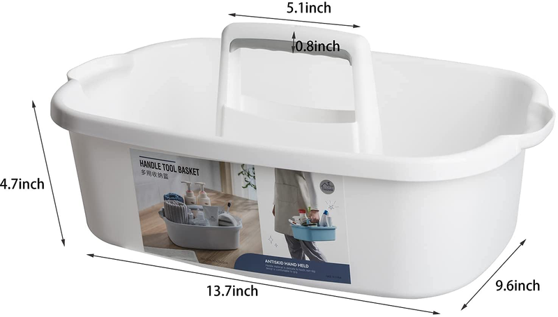 Large Portable Shower Caddy Tote, Cleaning Caddy Basket with Handle for Bathroom, Garden, Kitchen, Cleaning Supplies, White Sporting Goods > Outdoor Recreation > Camping & Hiking > Portable Toilets & Showers Andmey   