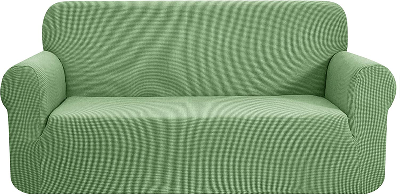 CHUN YI Stretch Sofa Slipcover 1-Piece Couch Cover, 3 Seater Coat Soft With Elastic, Checks Spandex Jacquard Fabric, Large, Black Home & Garden > Decor > Chair & Sofa Cushions CHUN YI Light Green Medium 