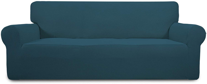 Easy-Going Stretch Sofa Slipcover 1-Piece Couch Sofa Cover Furniture Protector Soft with Elastic Bottom for Kids, Spandex Jacquard Fabric Small Checks(Sofa,Dark Gray) Home & Garden > Decor > Chair & Sofa Cushions Easy-Going Deep Teal X Large 