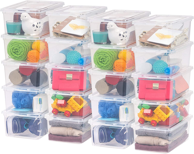 IRIS USA 5 Quart Plastic Storage Bin Tote Organizing Container with Latching Lid for Shoes, Heels, Action Figures, Crayons/Pens, Art Supplies, Stackable and Nestable, 20 Pack, Clear Furniture > Cabinets & Storage > Armoires & Wardrobes IRIS USA, Inc. 5 Qt. - 20 Pack  