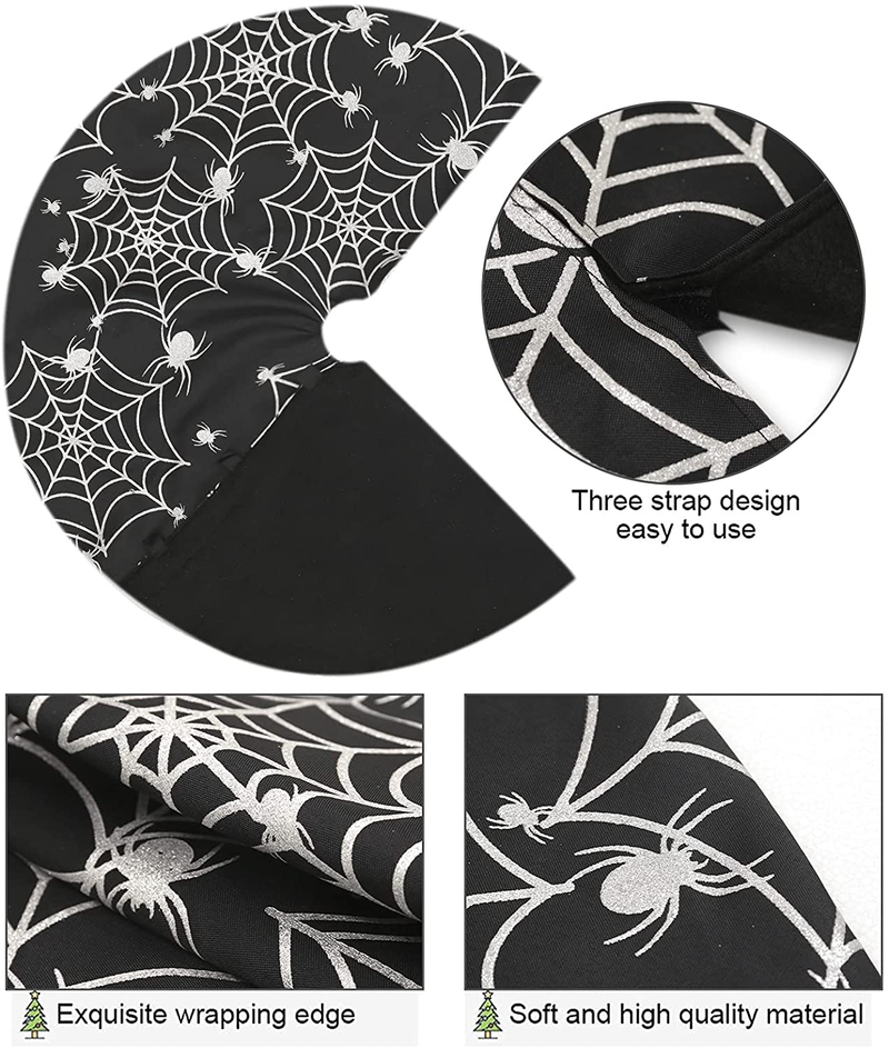 Halloween 36 Inches Tree Skirt with Spider Net,Christmas Silver Tree mat for Holiday Party Decorations Home & Garden > Decor > Seasonal & Holiday Decorations > Christmas Tree Skirts FLASH WORLD   