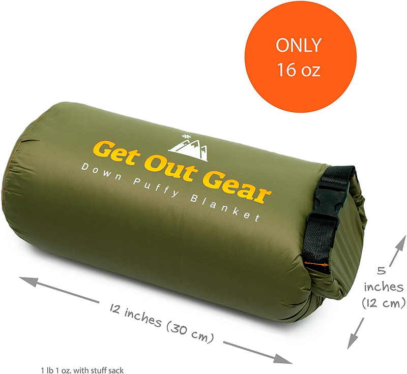 Get Out Gear Down Camping Blanket - Puffy, Packable, Lightweight and Warm | Ideal for Outdoors, Travel, Stadium, Festivals, Beach, Hammock | 650 Fill Power Water-Resistant Backpacking Quilt Home & Garden > Lawn & Garden > Outdoor Living > Outdoor Blankets > Picnic Blankets Get Out Gear   