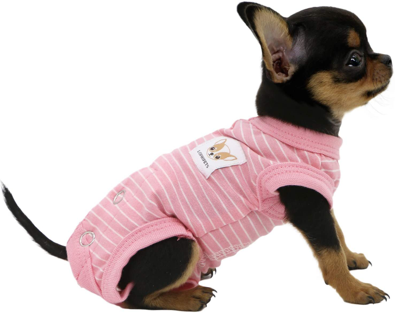 LOPHIPETS Girl Dog Shirts Recovery Suit Pajamas for Puppy Small Dogs Teacup Chihuahua Yorkie Animals & Pet Supplies > Pet Supplies > Dog Supplies > Dog Apparel LOPHIPETS Pink Strips XX-Small (Pack of 1) 