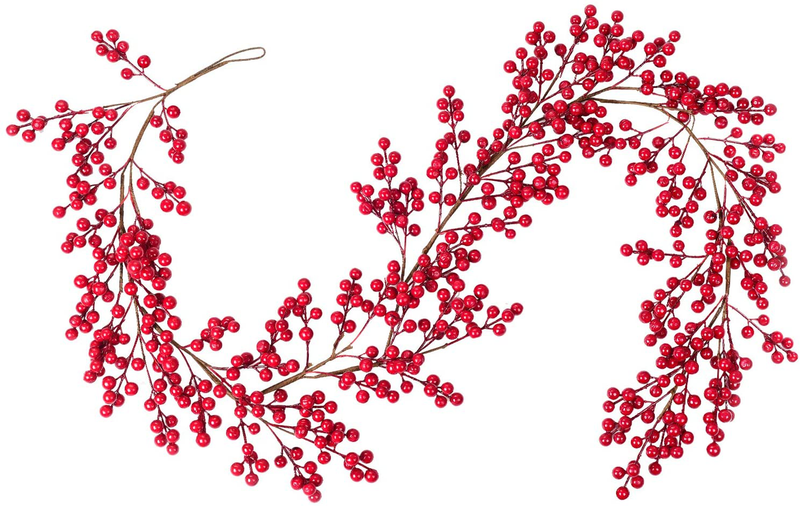 Dearhouse 5.58FT Red Berry Christmas Garland, Flexible Artificial Berry Garland for Indoor Outdoor Hone Fireplace Decoration for Winter Christmas Holiday New Year Decor. Home & Garden > Decor > Seasonal & Holiday Decorations DearHouse 5.6FT  