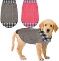 Pedgot Pack of 2 Turtleneck Knitted Dog Sweater Soft and Warm Pet Winter Clothes Classic Cable Knit Plaid Patchwork Pet Sweater for Small Medium Large Dogs