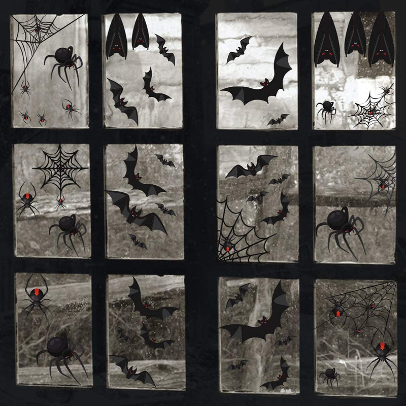 TMCCE 107 Piece Halloween Party Decorations Black Bats Spiders Glass Window Clings Decals Stickers for Halloween Party Supplies Favor Arts & Entertainment > Party & Celebration > Party Supplies TMCCE   