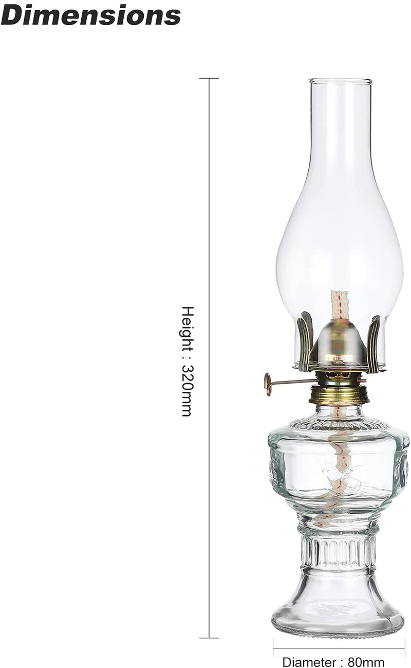 Rustic Oil Lamp Lantern Vintage Glass Kerosene Lamp 12.5''Chamber Oil Lamps for Indoor Use Home Decor Lighting Oil Lantern Home & Garden > Lighting Accessories > Oil Lamp Fuel DNRVK   