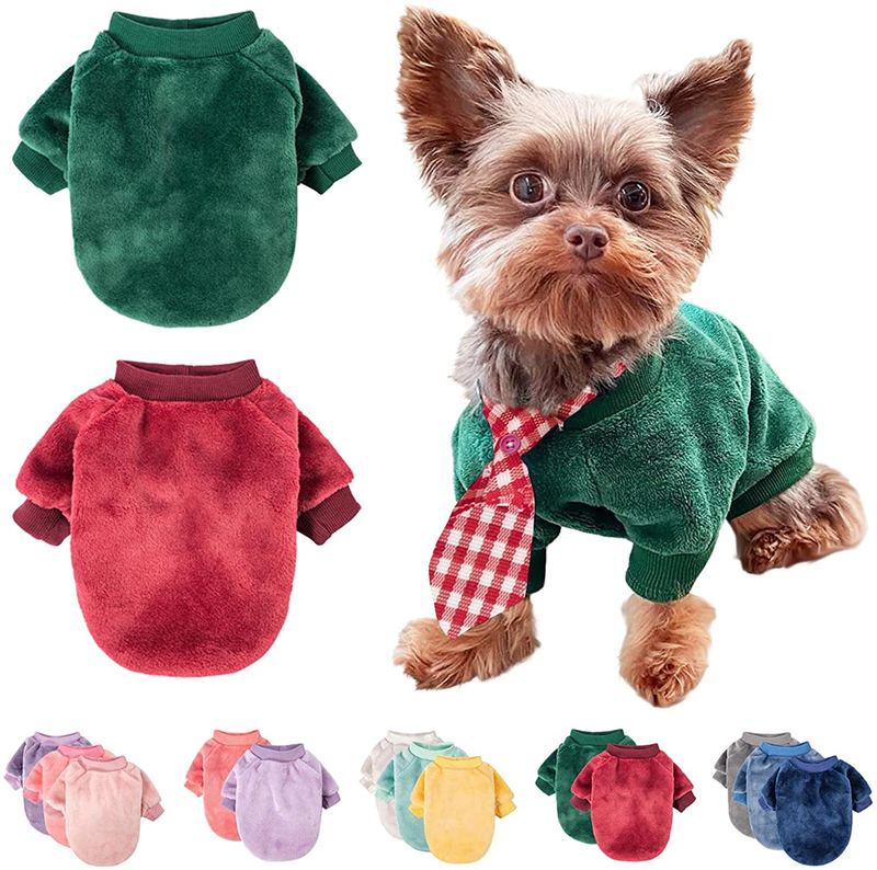 Dog Sweater, Pack of 2 or 3, Dog Clothes, Dog Coat, Dog Jacket for Small or Medium Dogs Boy or Girl, Ultra Soft and Warm Cat Pet Sweaters Animals & Pet Supplies > Pet Supplies > Dog Supplies > Dog Apparel FABRICASTLE Dark red,Dark green Small 