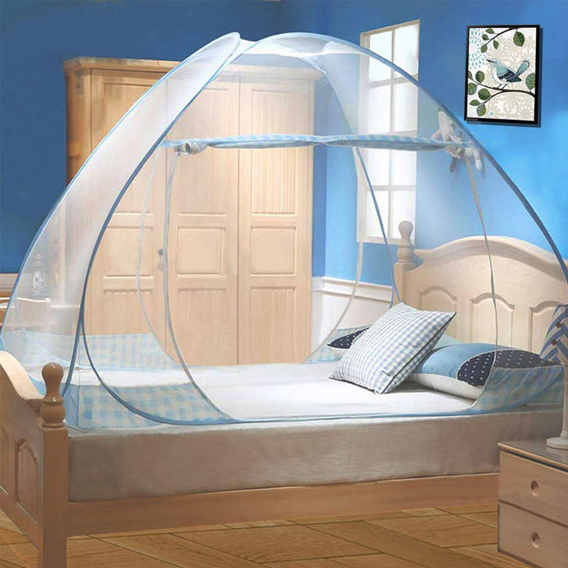 Tinyuet Mosquito Net, 59X78.7In Bed Canopy, Portable Travel Mosquito Net, Foldable Double Door Mosquito Net for Bed, Easy Dome Mosquito Nets- Blue Rim Sporting Goods > Outdoor Recreation > Camping & Hiking > Mosquito Nets & Insect Screens Tinyuet Blue 47.2in 