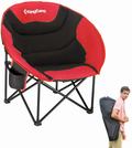 Kingcamp Oversized Saucer round Camping Chair Portable Padded Outdoor Folding Chair for Adult with Cup Holder Back Pocket Carry Bag, Support up to 300Lbs Sporting Goods > Outdoor Recreation > Camping & Hiking > Camp Furniture KingCamp Red  