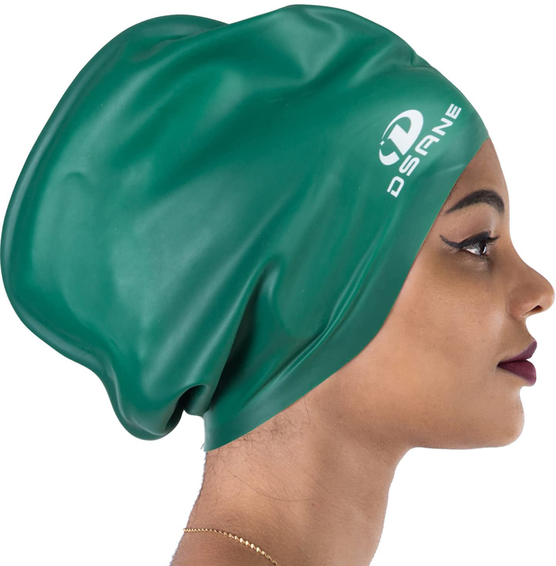 Dsane Extra Large Swimming Cap for Women and Men,Special Design Swim Cap for Very Long Thick Curly Hair&Dreadlocks Weaves Braids Afros Silicone Keep Your Hair Dry Sporting Goods > Outdoor Recreation > Boating & Water Sports > Swimming > Swim Caps Dsane olive  