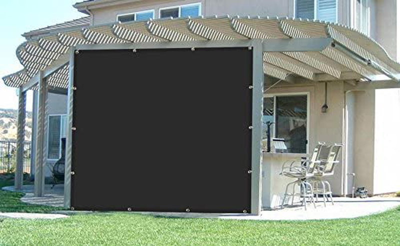 Shatex 90% Shade Fabric Shade Fabric Sun Shade Cloth with Grommets for Pergola Cover Canopy 6' x 8', Black, 12 Bungee Balls
