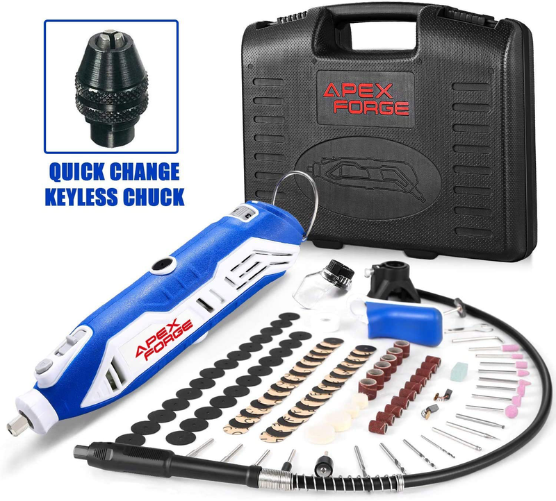 Rotary Tool Kit, APEXFORGE Tool with MultiPro Keyless Chuck and Flex Shaft, 172 Accessories, 4 Attachments & Carrying Case, Combitool for Craft Projects, DIY Creations, Cutting, Engraving-M6-Blue  APEXFORGE   