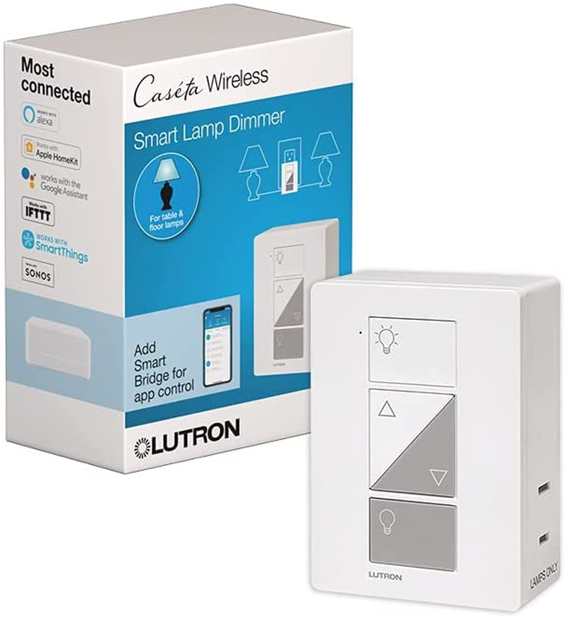 Lutron Caseta Wireless Single-Pole/3-Way Smart Lighting Lamp Dimmer and Remote Kit | P-PKG1P-WH-R | White Home & Garden > Lighting Accessories > Lighting Timers Lutron Lamp Dimmer  