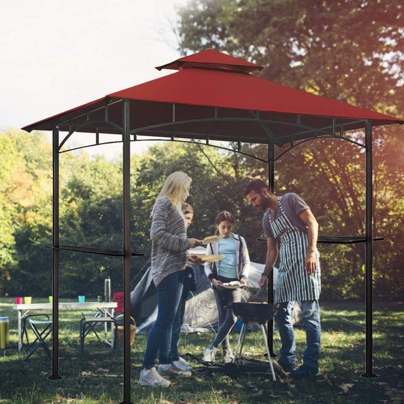 CoastShade 8x 5 Grill BBQ Gazebo Double Tiered Replacement Canopy Roof Outdoor Barbecue Gazebo Tent Roof Top,Burgundy Home & Garden > Lawn & Garden > Outdoor Living > Outdoor Structures > Canopies & Gazebos CoastShade   