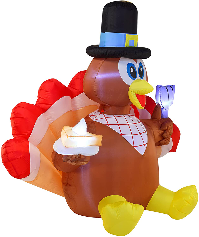 Joiedomi 6.5 Foot Thanksgiving Inflatable Turkey Eating Pie，LED Light Up Blow Up Turkey for Thanksgiving Autumn Decorations, Yard Party Home & Garden > Decor > Seasonal & Holiday Decorations& Garden > Decor > Seasonal & Holiday Decorations JOYIN INC   