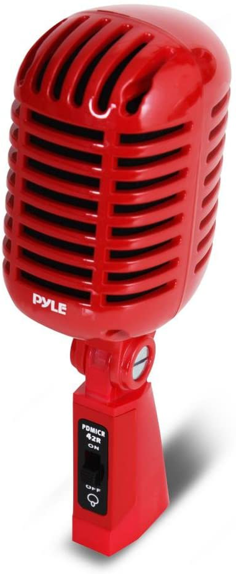 Classic Retro Dynamic Vocal Microphone - Old Vintage Style Unidirectional Cardioid Mic with XLR Cable - Universal Stand Compatible - Live Performance In Studio Recording - Pyle PDMICR42SL (Silver)