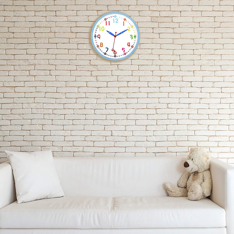 Lumuasky Silent Kids Wall Clock 12 Inch Non-Ticking Battery Operated Colorful Decorative Clock for Children Nursery Room Bedroom School Classroom - Easy to Read (Blue) Home & Garden > Decor > Clocks > Wall Clocks Lumuasky   