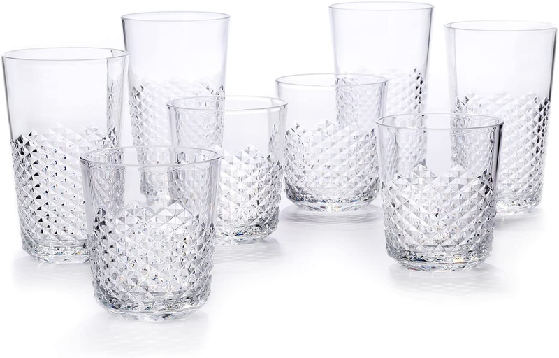 Cupture Diamond Plastic Tumblers BPA Free, 24 oz/14 oz, 8-Pack (Clear) Home & Garden > Kitchen & Dining > Tableware > Drinkware Cupture Clear  