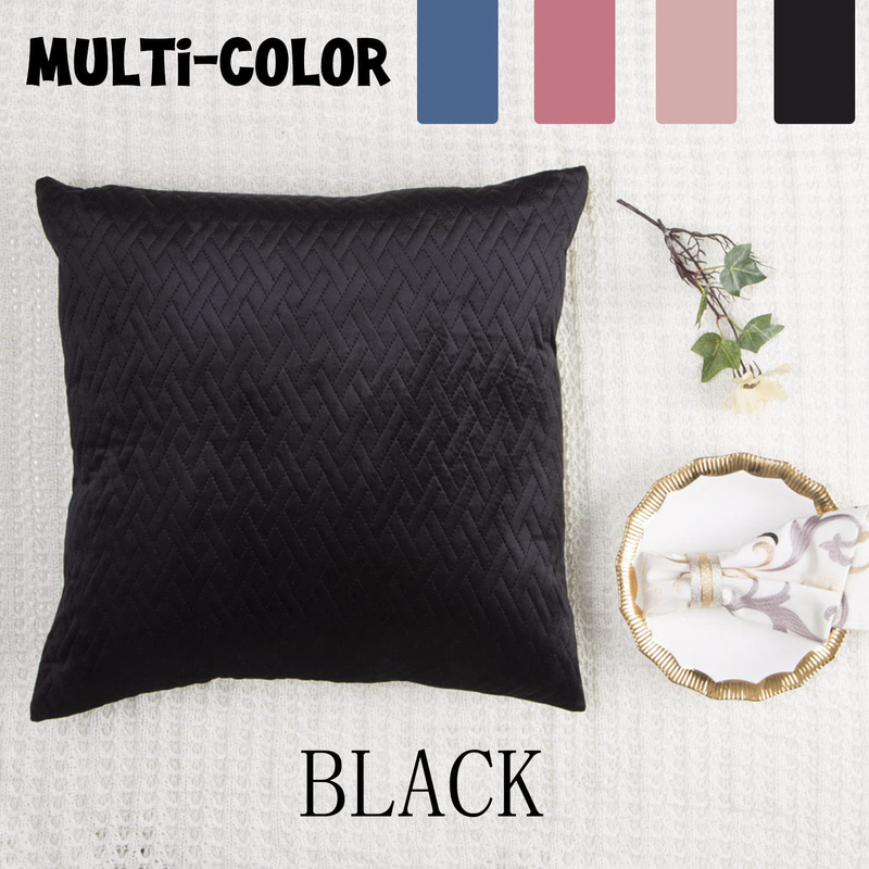 DOLLMEXX Decorative Throw Pillow Covers, Soft Velvet Cushion Covers with Ultrasonic Embossing Pattern for Couch Bedroom Car Living Room(2 Pack, 18"X18", Black) Home & Garden > Decor > Chair & Sofa Cushions DOLLMEXX   