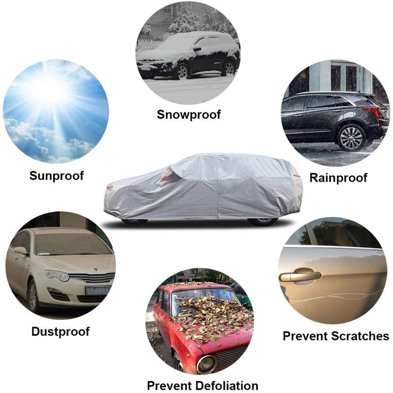 SEAZEN 6 Layers SUV Car Cover Waterproof All Weather, Outdoor Car Covers for Automobiles with Zipper Door, Hail UV Snow Wind Protection, Universal Full Car Cover(192" to 200")  SEAZEN   