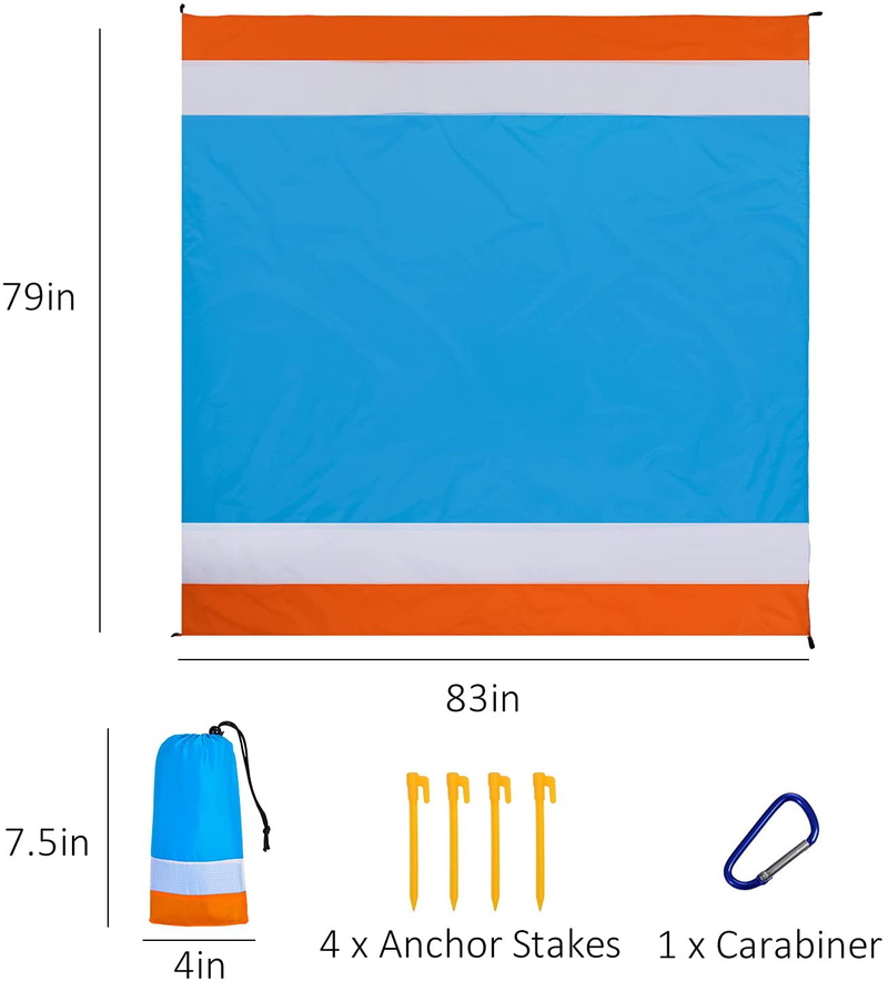GPUSFAK Waterproof Beach Blanket Portable Picnic Mat 79"×83" Home & Garden > Lawn & Garden > Outdoor Living > Outdoor Blankets > Picnic Blankets GPUSFAK   