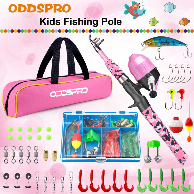ODDSPRO Kids Fishing Pole Pink, Portable Telescopic Fishing India
