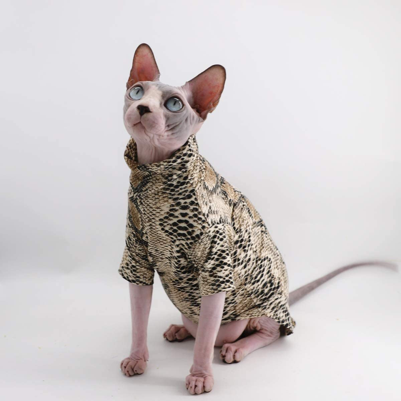 Limited Edition Cool Sphynx Hairless Cat Summer Snake Skin Pattern Cotton T-Shirts Pet Clothes, round Collar Vest Kitten Shirts Sleeveless, Cats & Small Dogs Apparel Animals & Pet Supplies > Pet Supplies > Cat Supplies > Cat Apparel Kitipcoo   