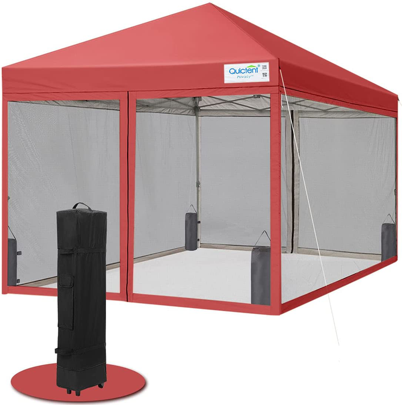 Quictent 10X10 Easy Pop up Canopy Tent Screened with Mosquito Netting Instant Gazebo Screen House Room Tent Waterproof, Roller Bag & 4 Sand Bags Included(Tan) Sporting Goods > Outdoor Recreation > Camping & Hiking > Mosquito Nets & Insect Screens Quictent Burgundy 10 Feet x 10 Feet 