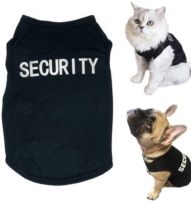 Dog Shirts Cosplay Apparel Security Dogs Costumes, Summer Clothes for Pet Cat Puppy, T-Shirt Vest Clothes for Dogs Boy Girl Animals & Pet Supplies > Pet Supplies > Cat Supplies > Cat Apparel TOLOG Black XS (Pack of 1) 