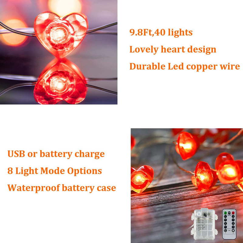 Dmhirmg Valentine'S Day String Light Party Decorations,Valentines Decorations Lights Operated for Holidays and Valentines Day Party Favors Supplies (USB & Battery Charge) Home & Garden > Decor > Seasonal & Holiday Decorations DmHirmg   