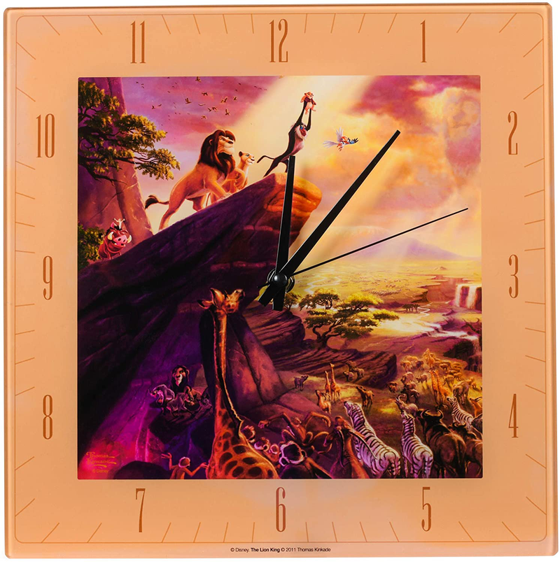 Mark Feldstein & Associates Lion King Disney Kinkade Sunrise Orange 11 inch Glass Square Wall Clock Home & Garden > Decor > Clocks > Wall Clocks Mark Feldstein & Associates   